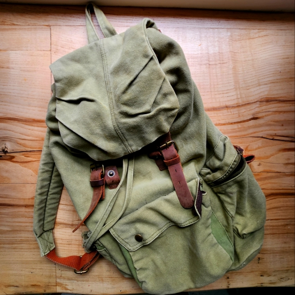 Green Canvas Backpack - image 1